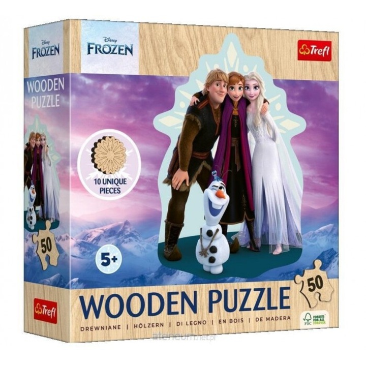 Пъзел 50 части Disney Frozen, Trefl PAP, дървен, неправилна форма, за деца 5+
