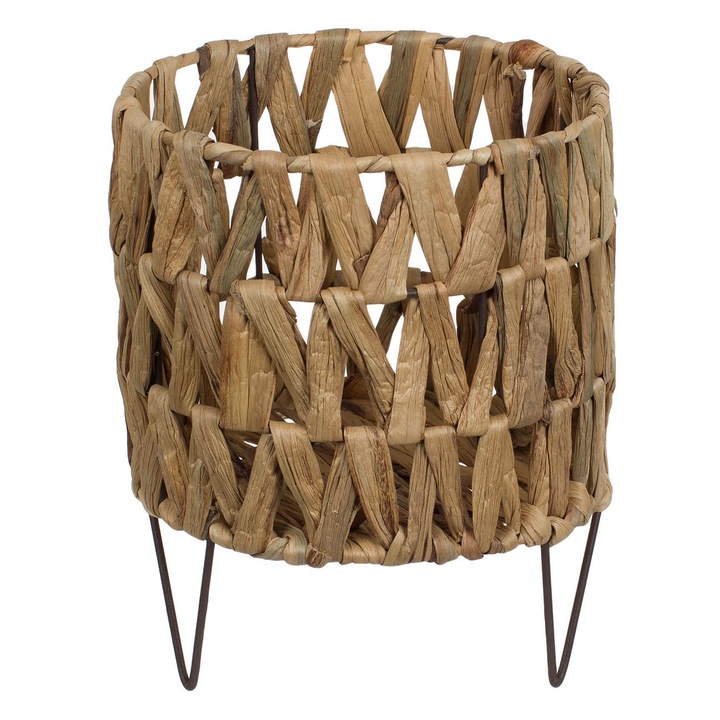 Маска от сламена саксия с 3 метални крака Ø18x22 см, елегантна и издръжлива за декорация на открито, креативен дизайн за градината