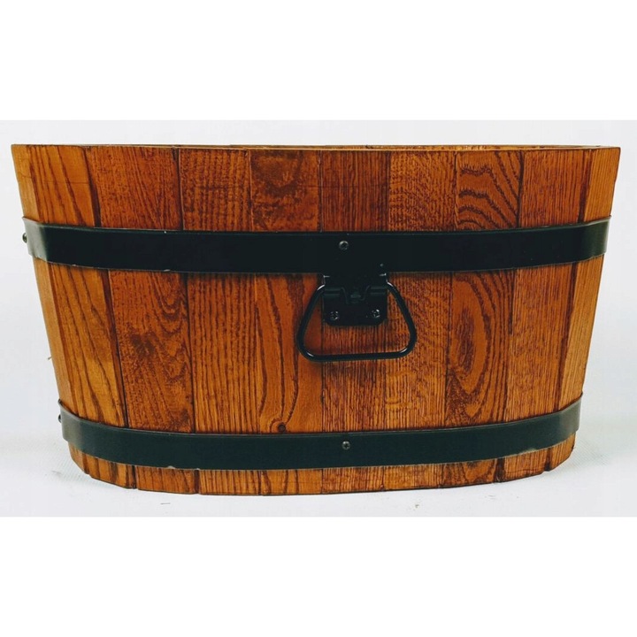 Ghiveci din lemn de stejar, Drewdon, 40x22x21cm, capacitate 10 litri, culoare stejar