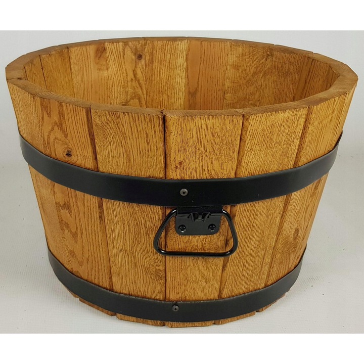 Ghiveci din lemn de stejar D50xH31, capacitate 40l, cu drenaj, culoare stejar