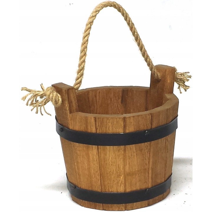 Ghiveci din lemn de stejar XL, Drewdon, 25x25cm, capacitate 5L, culoare stejar rustic, fara drenaj
