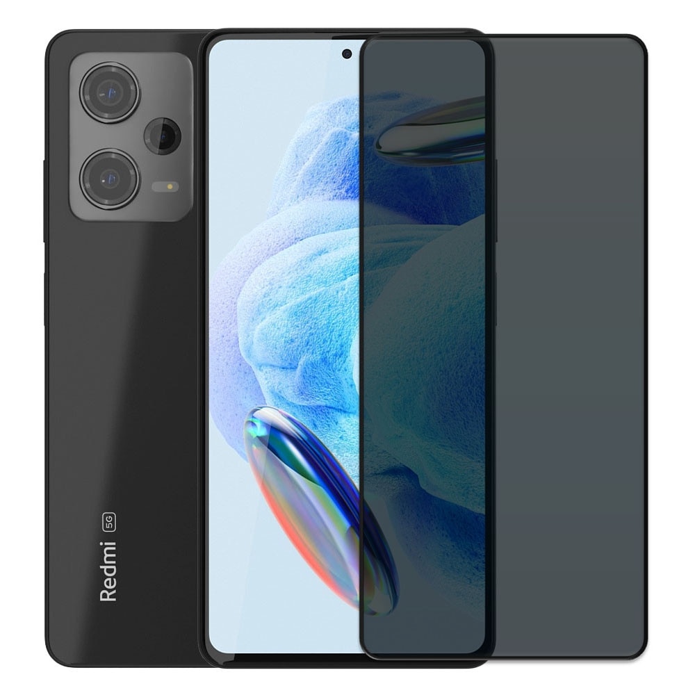 Folie din sticla securizata pentru Xiaomi Redmi Note 12 Pro 5G, HAMSTERBOX Privacy Shield, Protectie completa ecran, Full face, Aplicare rapida, Case Friendly, Negru