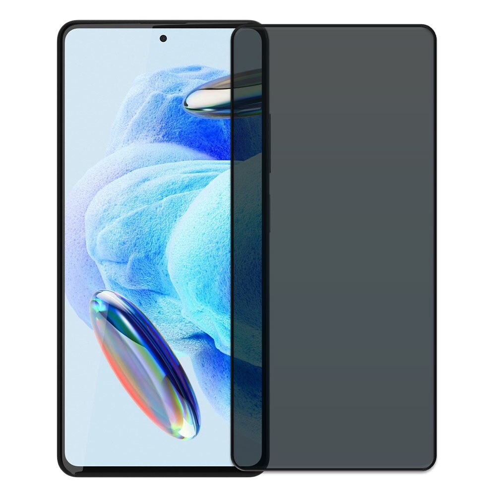 Folie din sticla securizata pentru Xiaomi Redmi Note 12 Pro 5G, HAMSTERBOX Privacy Shield, Protectie completa ecran, Full face, Aplicare rapida, Case Friendly, Negru