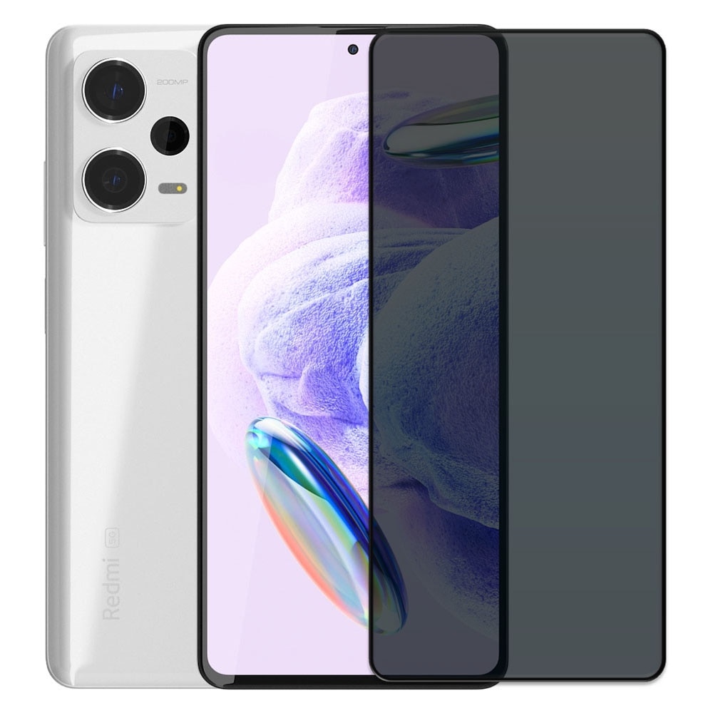 Folie din sticla securizata pentru Xiaomi Redmi Note 12 Pro Plus 5G, HAMSTERBOX Privacy Shield, Protectie completa ecran, Full face, Aplicare rapida, Case Friendly, Negru