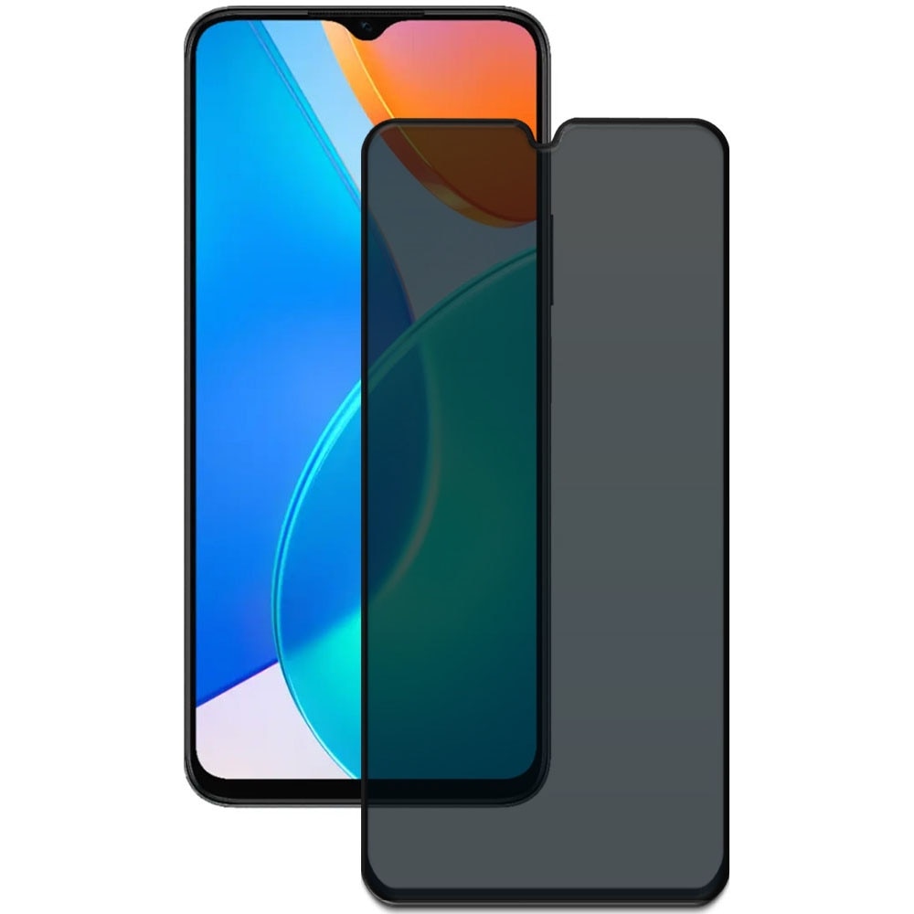 Folie din sticla securizata pentru Honor X6, HAMSTERBOX Privacy Shield, Protectie completa ecran, Full face, Aplicare rapida, Case Friendly, Negru