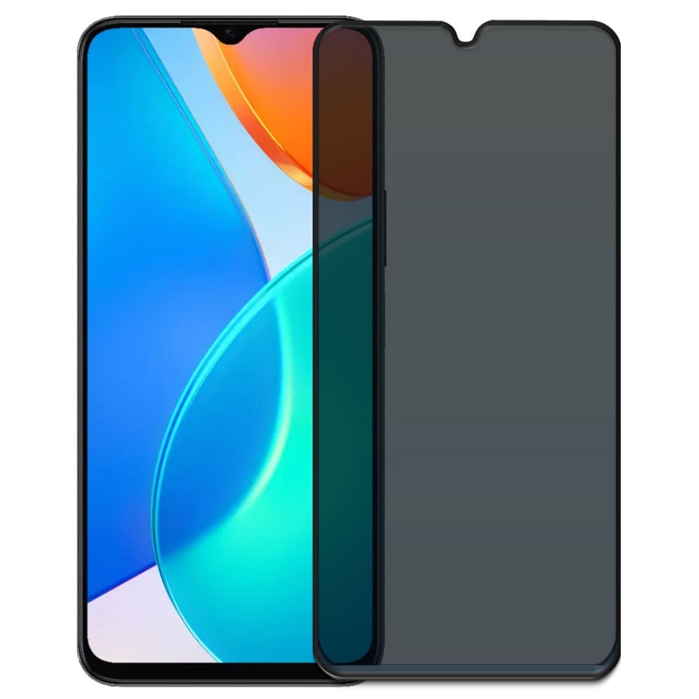 Folie din sticla securizata pentru Honor X6, HAMSTERBOX Privacy Shield, Protectie completa ecran, Full face, Aplicare rapida, Case Friendly, Negru