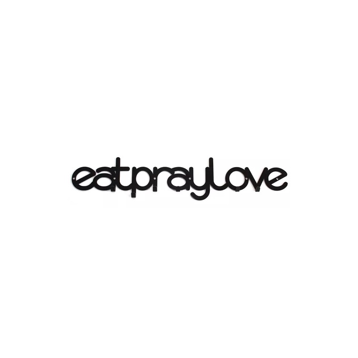 Cuiere Eatpraylove, 600x120mm, Nan 6 carlige, otel vopsit, negru