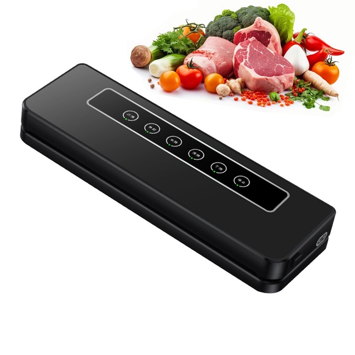 Aparat de Vidat, Mici, pentru uz casnic si comercial, automate cu o singura cheie, vid 65, etansare extinsa 30 cm, 120 W, pentru depozitarea alimentelor D Ryan doly, negru