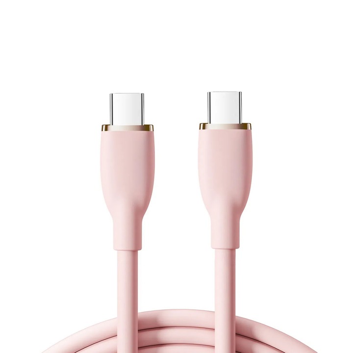 Sugxia® USB-C към USB-C PD3.0 кабел 100W, E-Marker, 1.2 м, кабел с течен силикон, бързо зареждане, съвместим с iPhone 15/16, Huawei, Xiaomi, Samsung, MacBook, (розов)