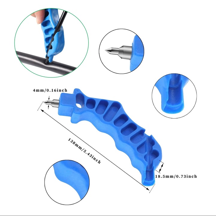 Тръбен перфоратор за капково напояване, 2 в 1, 4 mm перфоратор, Лесен за поставяне в система за капково напояване, Син, 2 бр
