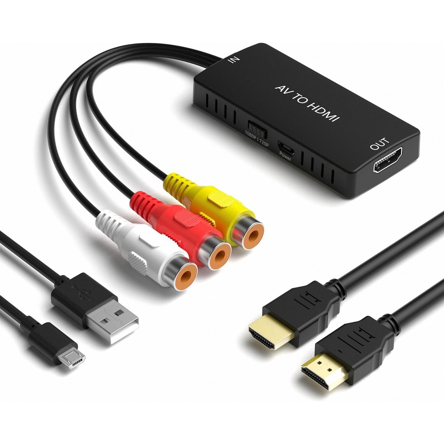 Adaptor convertor AV/RCA la HDMI, ABS, Plug and Play, Cablu HDMI