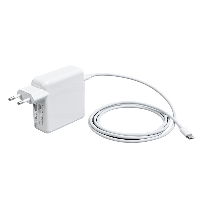 Dgkeyh Incarcator Rapid 61W USB-C Compatibil MacBook Pro/Air, iPhone, iPad & Nintendo Switch - 5V3A/9V3A/12V3A/15V3A/20.3V3A, Rectificare Sincronizata, Voltaj 100-264V, Incarcare Rapida cu Temperatura Redusa