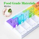 Organizator medicamente, Hggzeg, Cutie pastile saptamanal, Cu 14 compartimente, Recipiente detasabile, Fara BPA, Protejeaza impotriva umezelii, Design buton apasa, Portabila, Plastic, 23 x 11.5 x 2.7cm, Multicolor