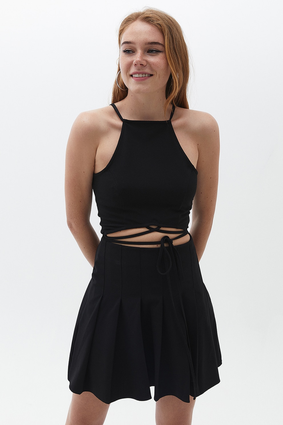 OXXO, Rochie mini cu decupaj frontal, Negru, S