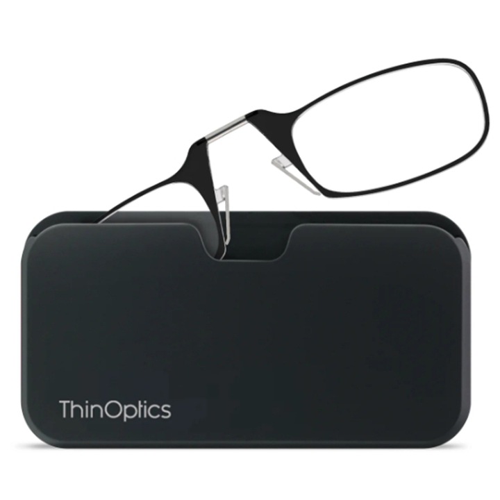 Компактни диоптрични очила без рамки ThinOptics, С черна кутийка, Диоптър +1.5, Черен