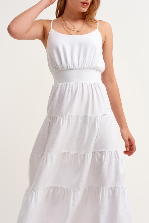 OXXO, Rochie midi cu model cu volane, Alb