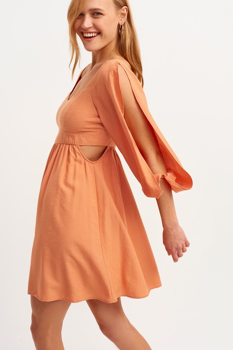 OXXO, Rochie mini cu decupaje laterale, Maro deschis, XL