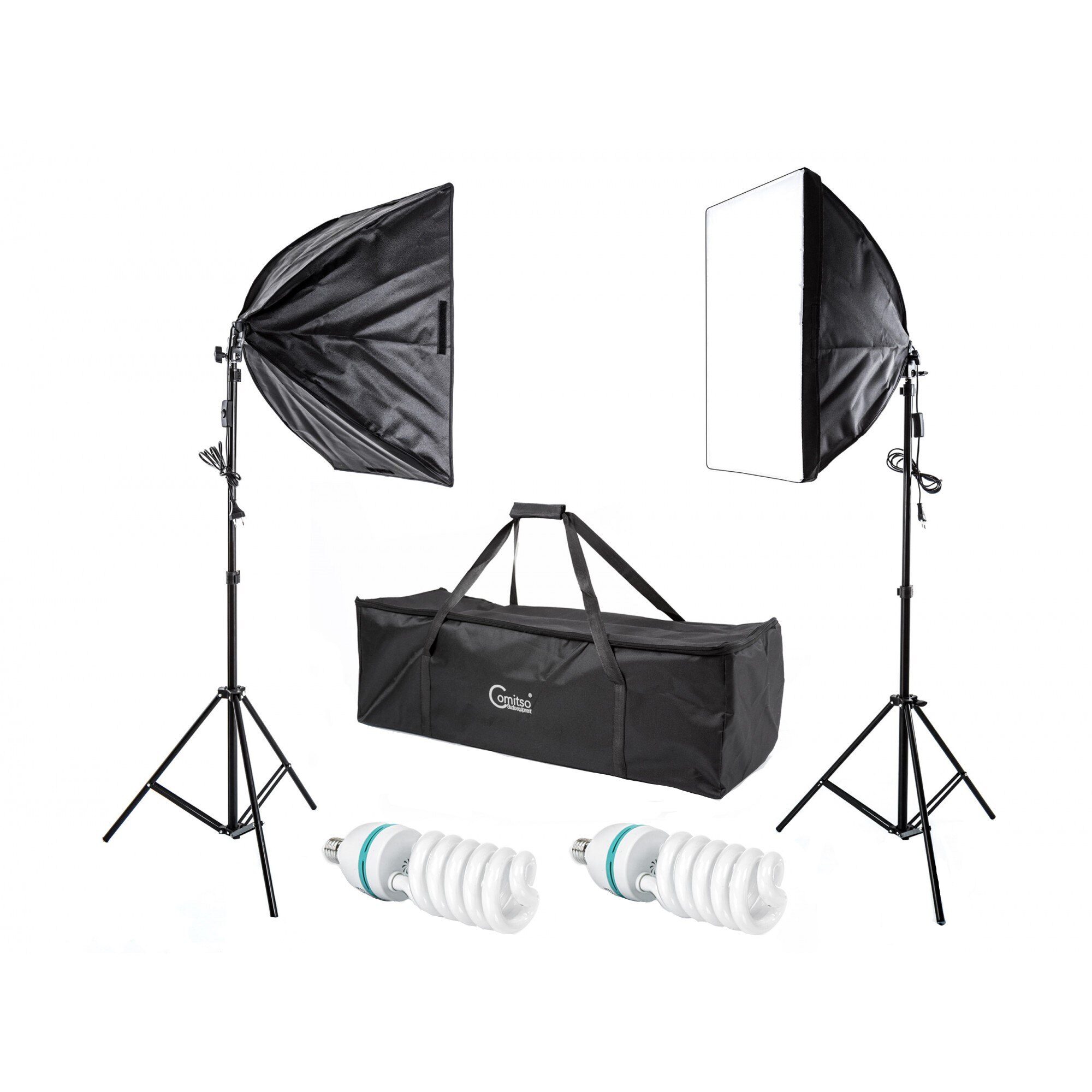 Set Softbox Camitso Monohead, 50x70, 2 x 85W, 2 trepiede, 230cm, Geanta, Negru