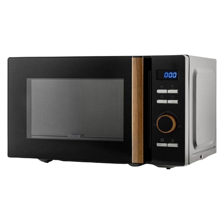 Микровълнова фурна MUHLER MO-5099D, Обем: 20L, Дигитална, Мощност: 800W, 5 степени на готвене, Размер: 440х258х357mm., Цвят: Черен