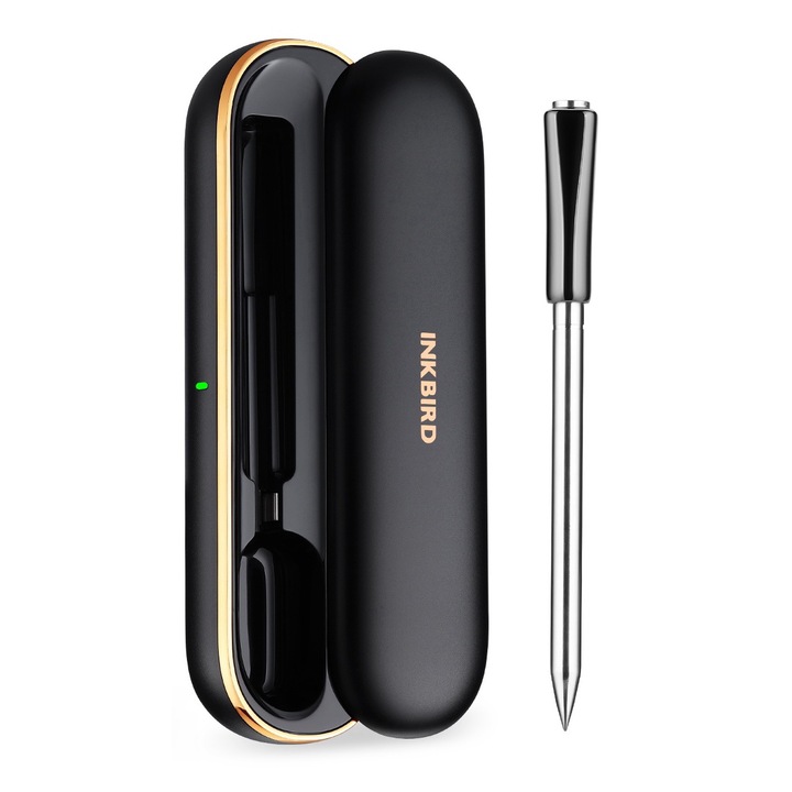 Термометър за месо, INKBIRD INT-11P-B, цифров, безжичен, Bluetooth 5.1, IP67, 2 сензора, пълен комплект