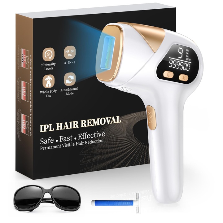 Haarlosy IPL епилатор 3 в 1, 999 900 импулса, за мъже и жени, захранван от мрежата