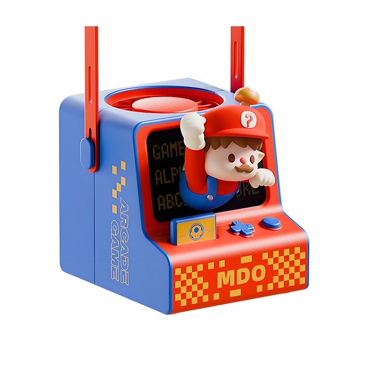 Ultra hordozható, nyakba akasztható gamer ventilátor, USB-n újratölthető, 3 sebességfokozat, piros/kék