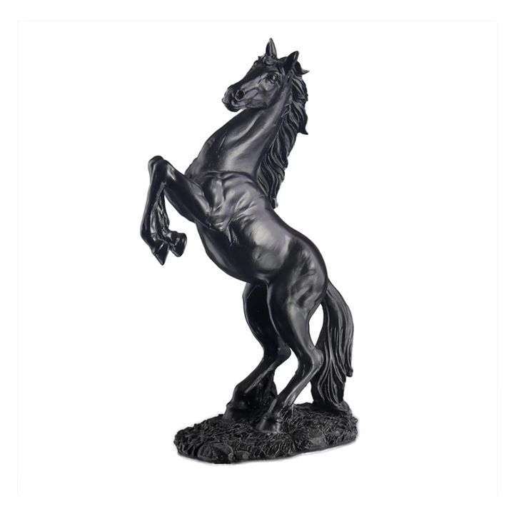 Statueta Cal, Rasina,31.5x17x8cm，Negru
