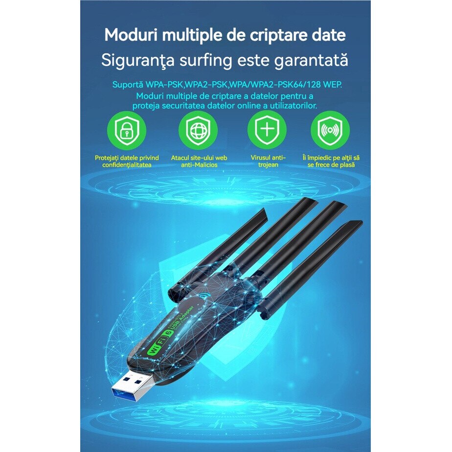 Adaptor Wireless WIFI Gigabit, Amplificator Semnal Wireless, Range ...