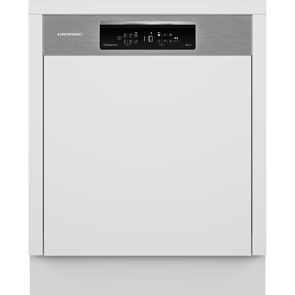 Masina de Spalat Vase Semi-Incorporabila GRUNDIG GNIP4630XB, 16 seturi, 6 programe, 60 cm, Clasa C, Inox Antiamprenta