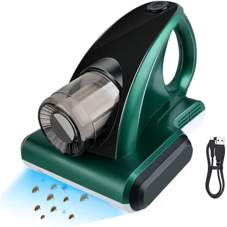 Aspirator antiacarieni, fara fir, 150 W, 12 KPa, reincarcabil prin USB, pentru casa, verde