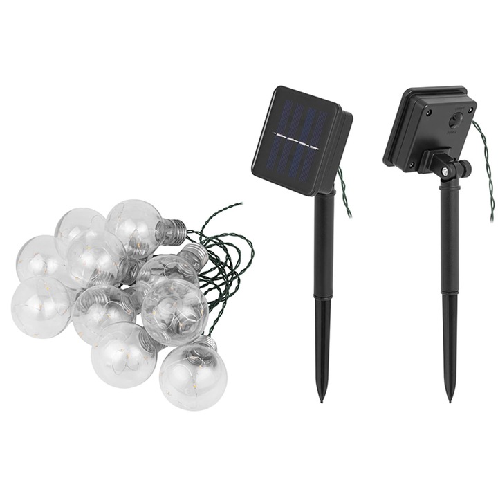 Соларен гирлянд Tracer, 10 крушки, 50 LED, 5m, IP44, декоративен
