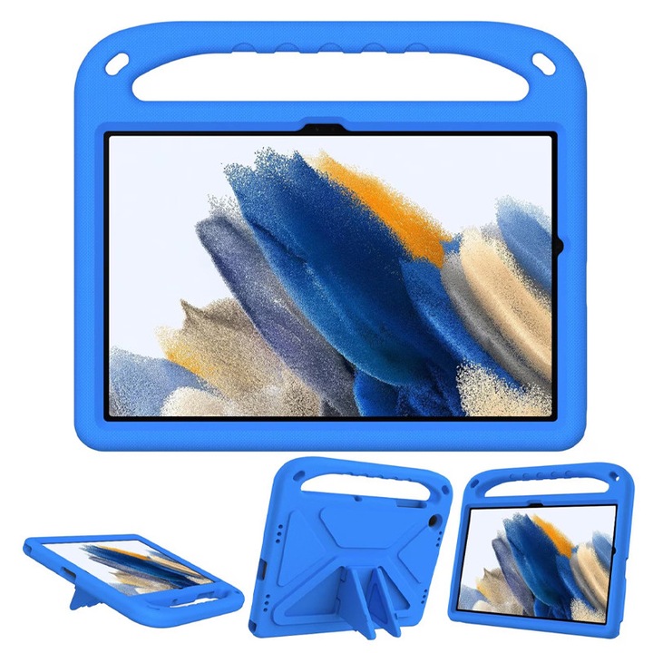 Калъф за Samsung Galaxy Tab A9 Plus SM - X210 /SM-X215 /SM - X216, Fudisenn®, Неплъзгаща се текстура, Многоъглова поддръжка, Устойчив на удар, Удобна дръжка, Син