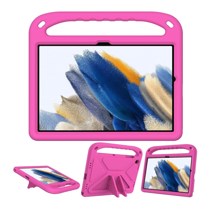 Husa rezistenta la cadere pentru tableta Samsung Galaxy Tab A9 Plus 11inch, Husa de protectie pentru tableta, Fudisenn®, Skid - Proof Texture, Support Multi - Angle Standing, Rezistenta La Socuri, Useful Handle, Roz
