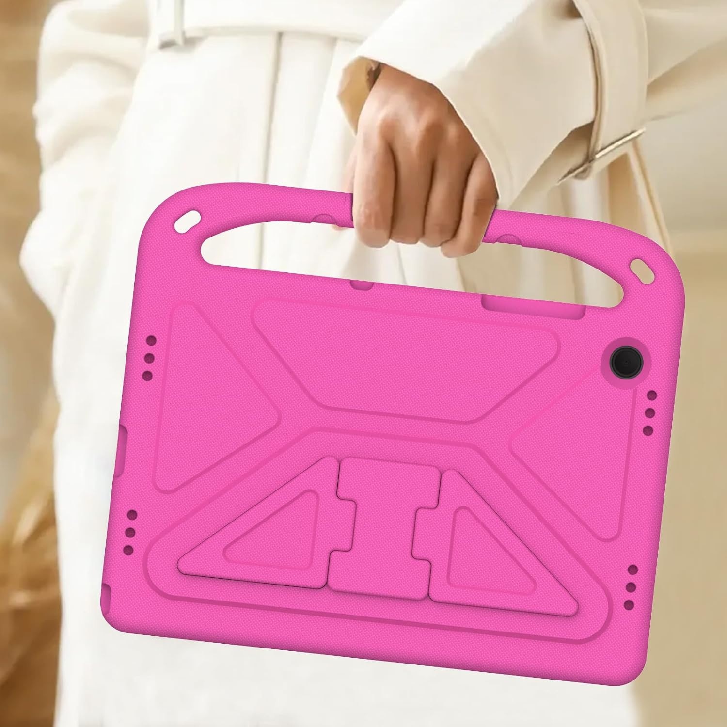 Husa rezistenta la cadere pentru tableta Samsung Galaxy Tab A9 Plus 11inch, Husa de protectie pentru tableta, Fudisenn®, Skid - Proof Texture, Support Multi - Angle Standing, Rezistenta La Socuri, Useful Handle, Roz