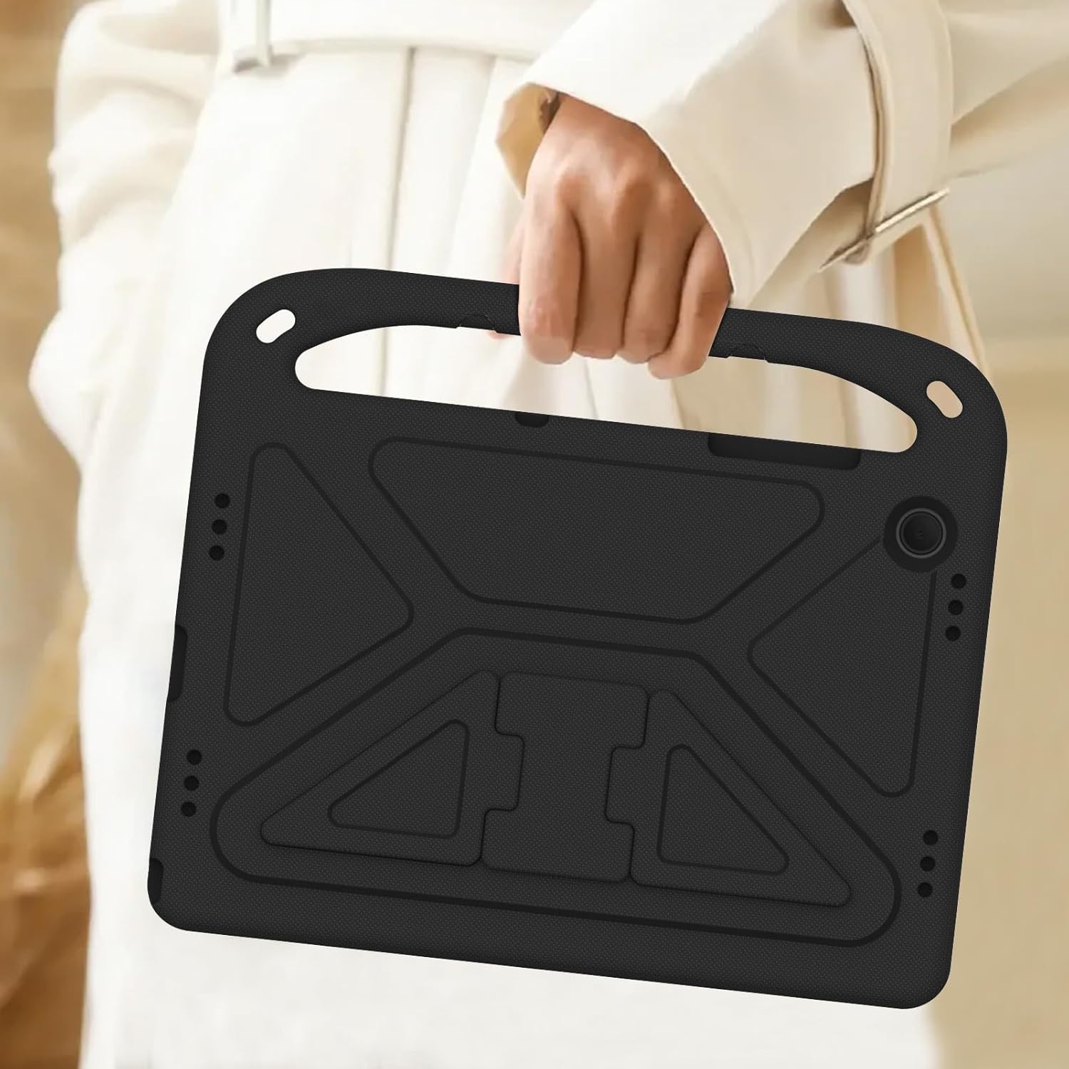 Husa rezistenta la cadere pentru tableta Samsung Galaxy Tab A9 Plus 11inch, Husa de protectie pentru tableta, Fudisenn®, Skid - Proof Texture, Support Multi - Angle Standing, Rezistenta La Socuri, Useful Handle, Negru