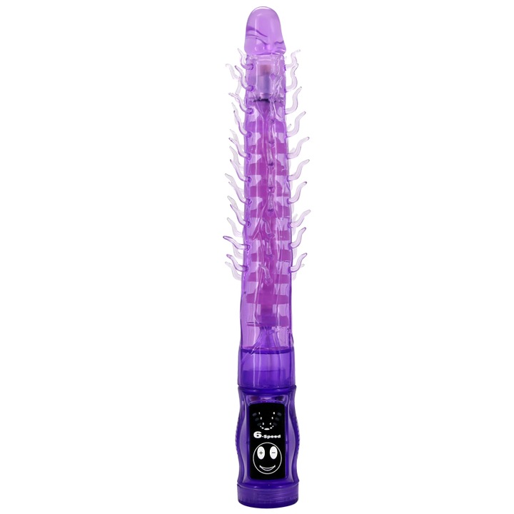 Vibrator flexibil COSY CAT Dragon, 11" lungime, violet, cu tentacule, pentru stimulare clitoridiana si anala