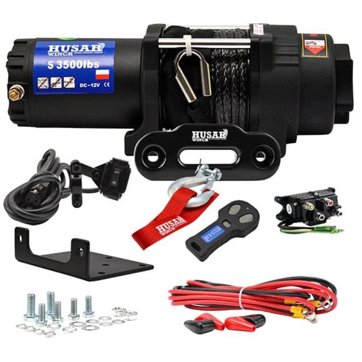 Winch electric Husar, 3500 lbs, 12m, 1.5KM, 334x114x120mm