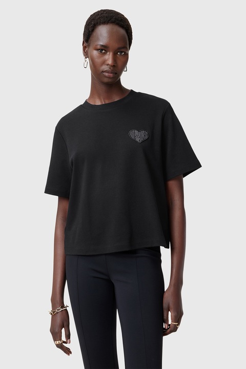 ALLSAINTS, Tricou lejer cu decolteu la baza gatului Lover Lisa, Negru stins
