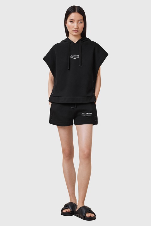 ALLSAINTS, Свободно худи с шарка, Черен