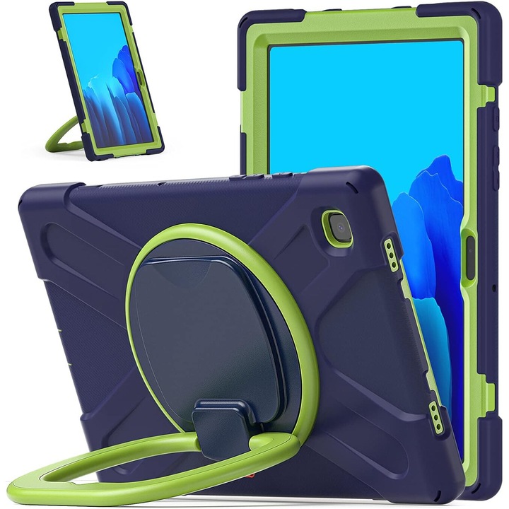 Samsung Galaxy Tab A7 tok állvánnyal és vállpánttal, sötétkék