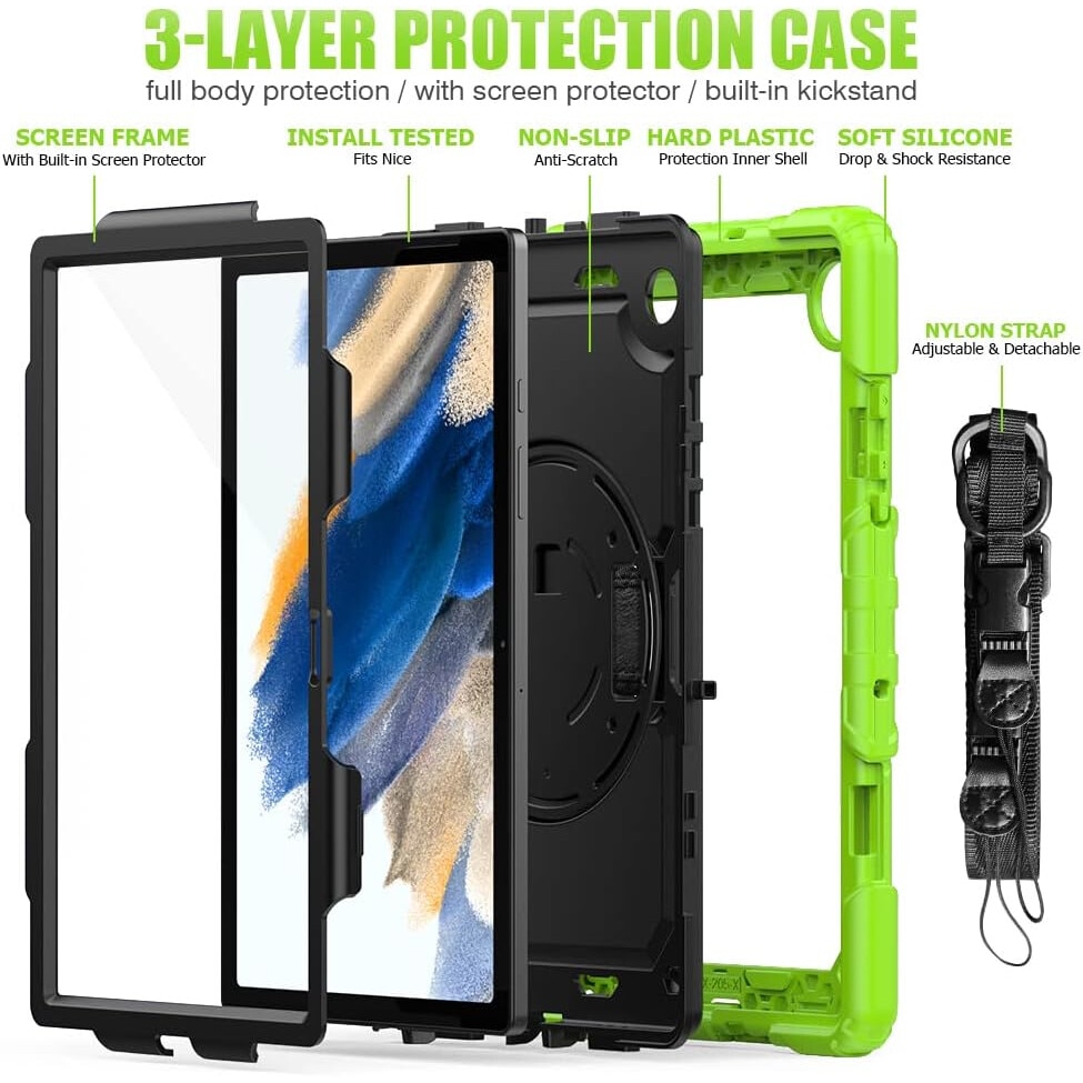 Husa Samsung Galaxy Tab A 8.0” si curea de umar verde