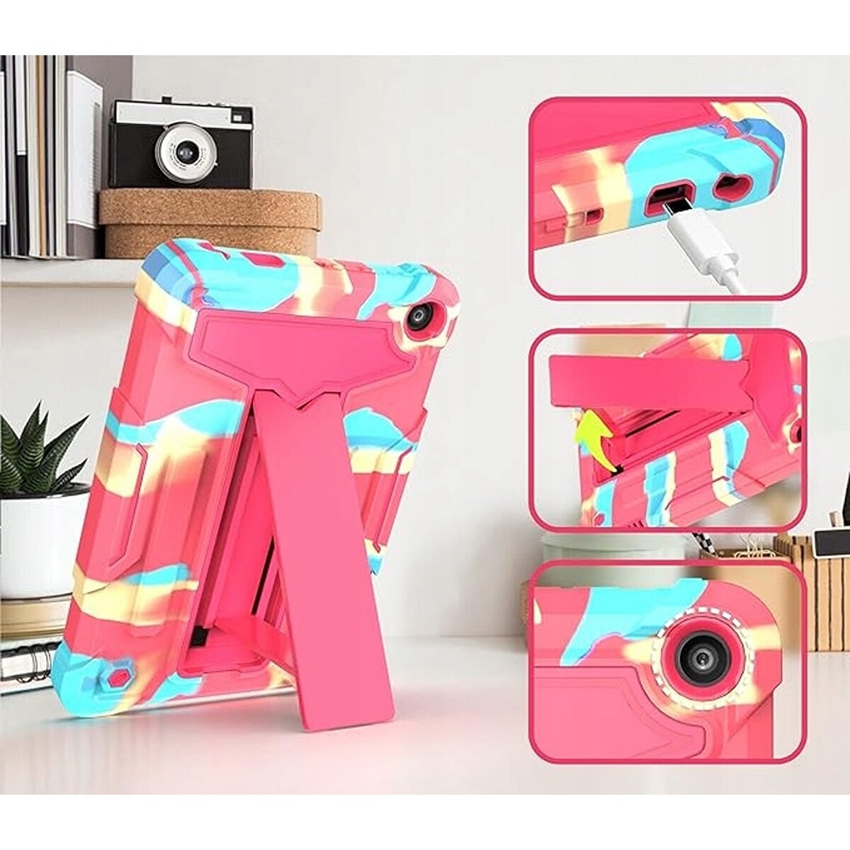 Husa Amazon Fire 7 de 7,0 inchi cu armura si suport roz