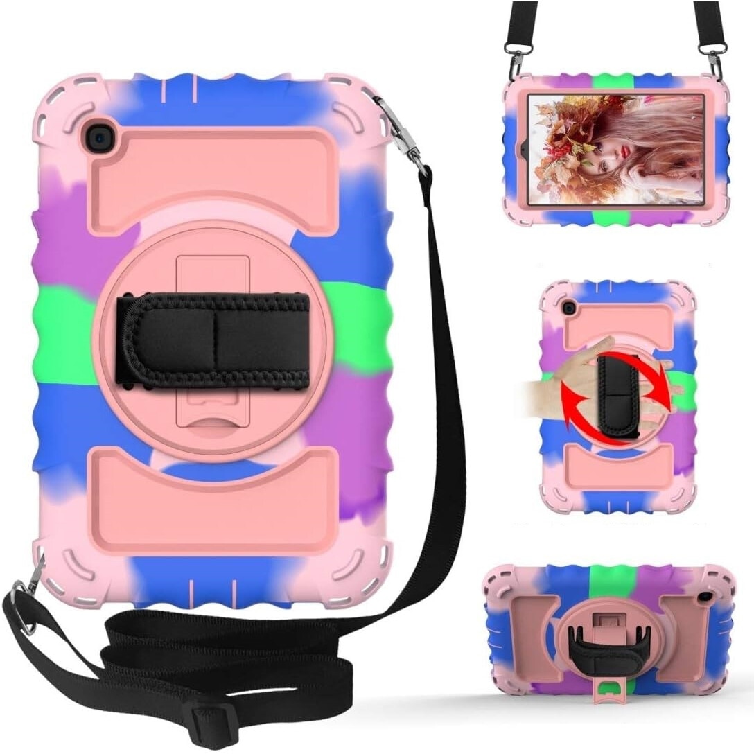 Husa pentru tableta, Samsung Galaxy Tab A 8.4", 3 straturi, suport rotativ 360°, multicolor