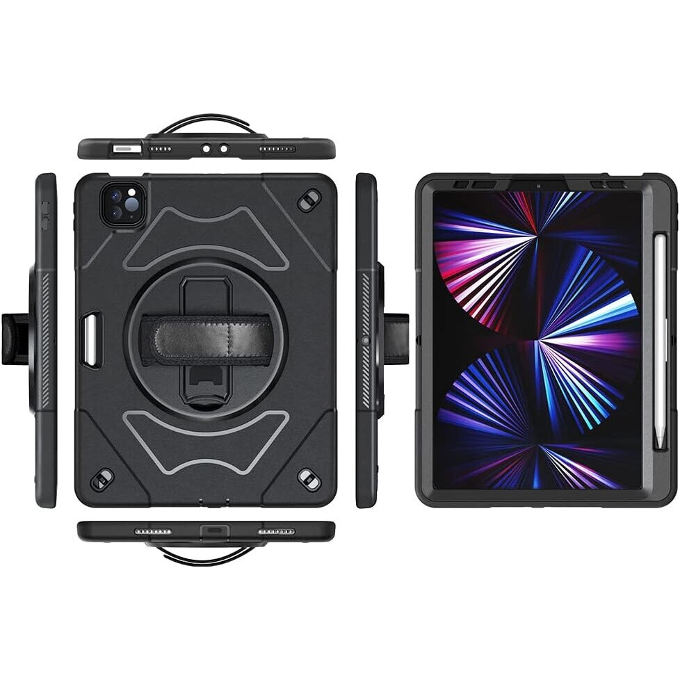 Husa pentru tableta iPad Air 4/5 10,9", cu suport rotativ si loc pentru stilou, neagra