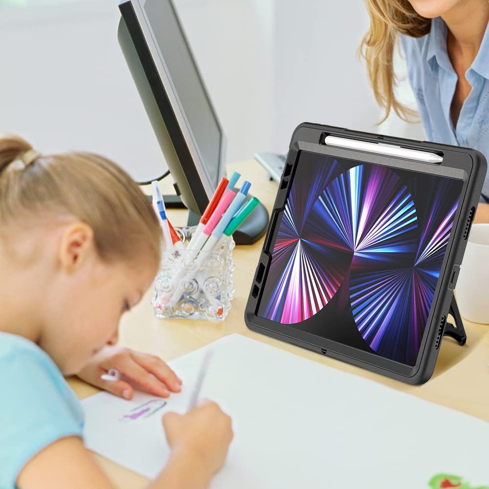 Husa pentru tableta iPad Air 4/5 10,9", cu suport rotativ si loc pentru stilou, neagra