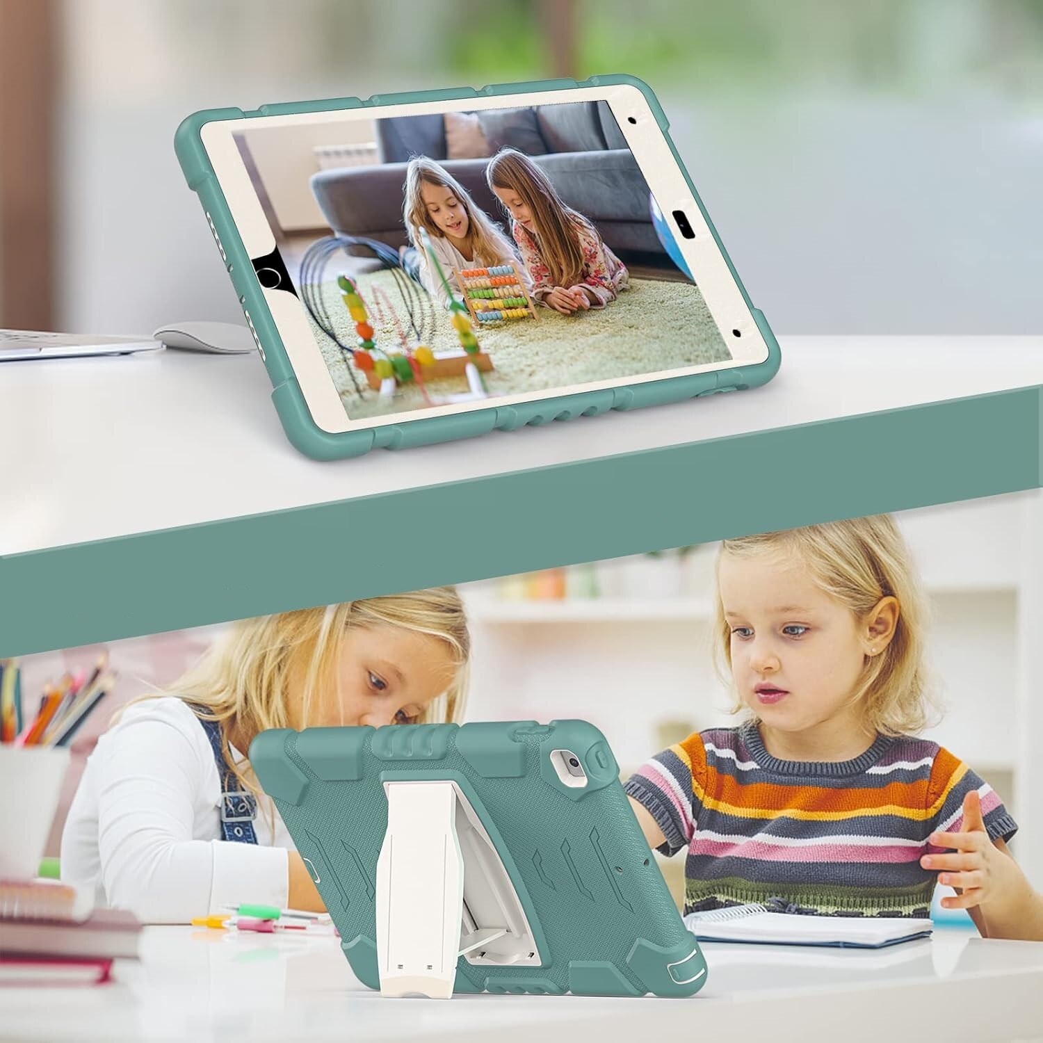 Husa pentru iPad 9/8/7 10.2" cu Suport, Verde