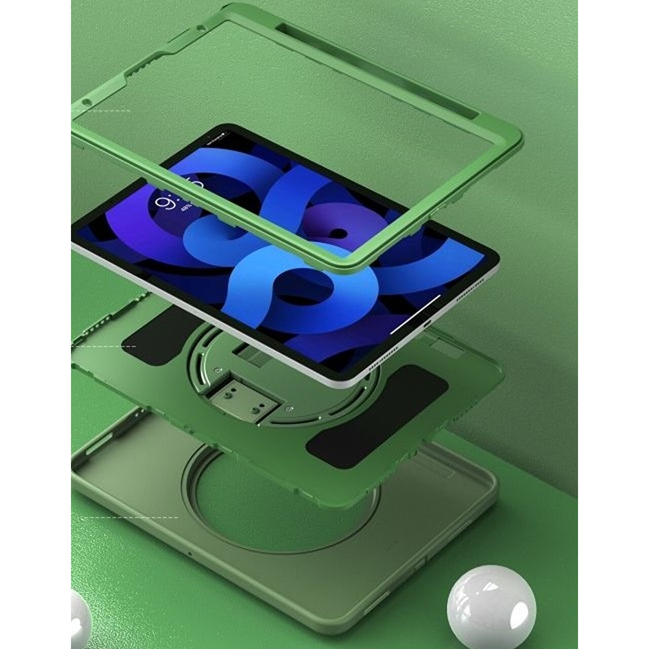 Husa tableta pentru iPad Air 5/Air 4/Pro 11", verde, cu suport rotativ