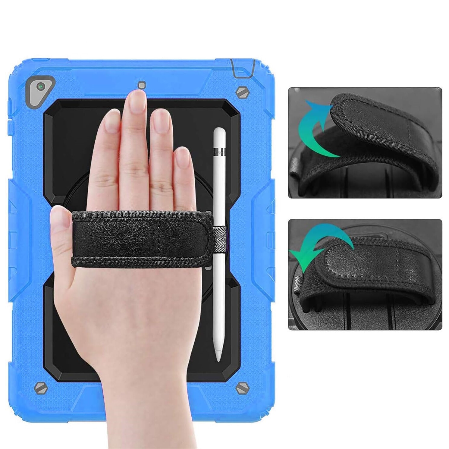 Husa tableta iPad Air 3/Pro 10.5", 3 straturi, suport rotativ 360°, albastra