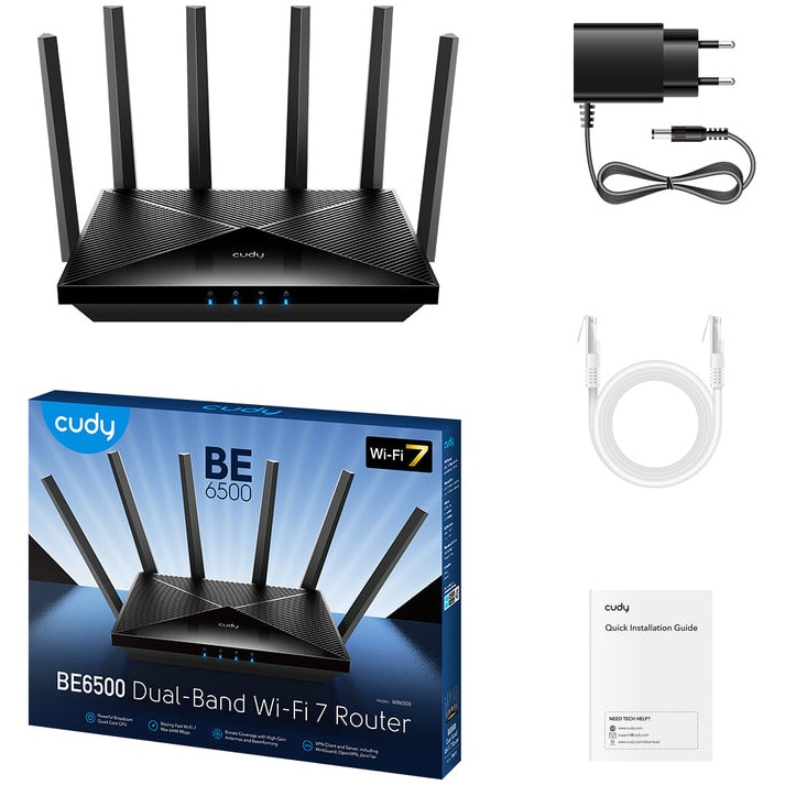 Vezeték nélküli Router Cudy WR6500, BE6500, kétsávos, Wi-Fi 7 ...