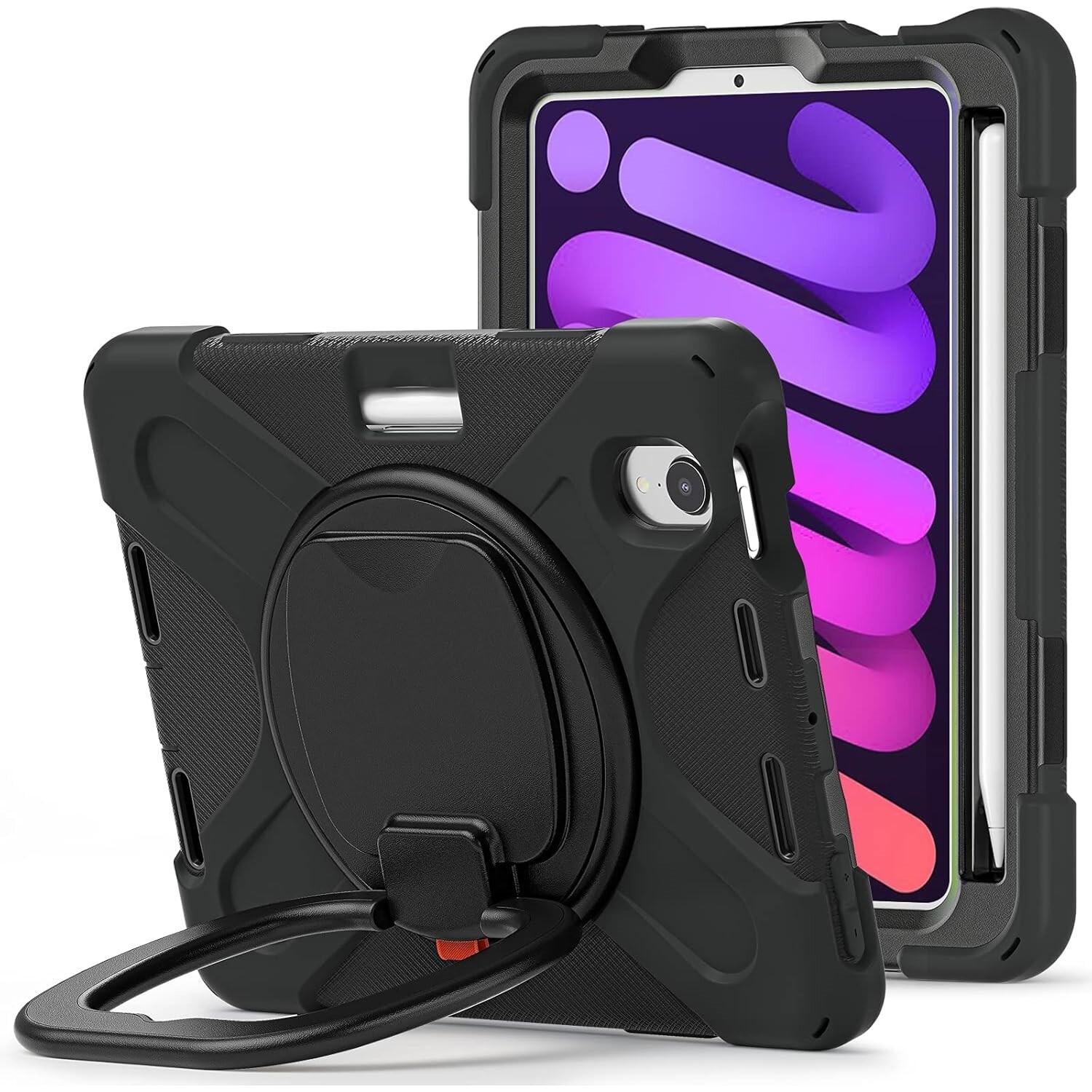 Husa compatibila cu iPad Mini 6 8,3" cu suport rotativ si suport pentru stylus, negru